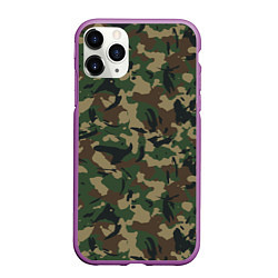 Чехол iPhone 11 Pro матовый Классический лесной камуфляж, цвет: 3D-фиолетовый