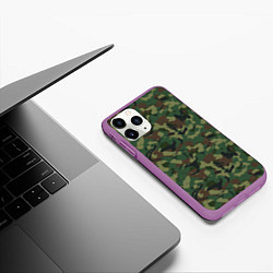 Чехол iPhone 11 Pro матовый Камуфляж Woodland классический, цвет: 3D-фиолетовый — фото 2