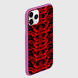 Чехол iPhone 11 Pro матовый Красная техно-броня на чёрном фоне, цвет: 3D-фиолетовый — фото 2