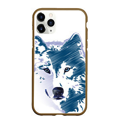 Чехол iPhone 11 Pro матовый Волк темно-синий
