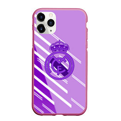 Чехол iPhone 11 Pro матовый Real Madrid текстура фк, цвет: 3D-малиновый