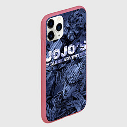 Чехол iPhone 11 Pro матовый ДжоДжо на фоне манги, цвет: 3D-малиновый — фото 2
