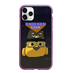 Чехол iPhone 11 Pro матовый Chicken gun space, цвет: 3D-фиолетовый