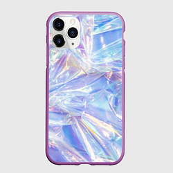 Чехол iPhone 11 Pro матовый Эффект голографии с пластиковой лентой, цвет: 3D-фиолетовый