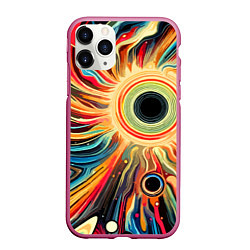 Чехол iPhone 11 Pro матовый Space abstraction - ai art, цвет: 3D-малиновый