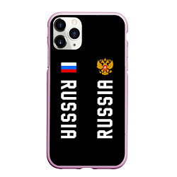 Чехол iPhone 11 Pro матовый Россия три полоски на черном фоне