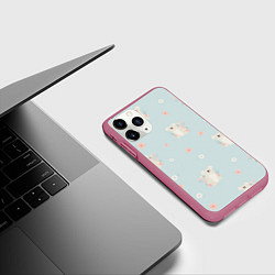 Чехол iPhone 11 Pro матовый Коалы и цветы, цвет: 3D-малиновый — фото 2