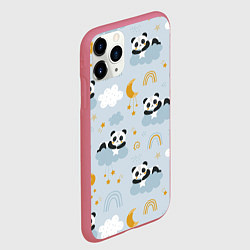 Чехол iPhone 11 Pro матовый Панда на облаках, цвет: 3D-малиновый — фото 2