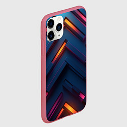 Чехол iPhone 11 Pro матовый Неоновый узор стальные раскалённые пластины, цвет: 3D-малиновый — фото 2