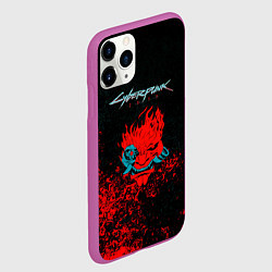 Чехол iPhone 11 Pro матовый Cyberpunk 2077 брызги красок, цвет: 3D-фиолетовый — фото 2