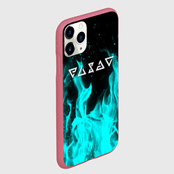 Чехол iPhone 11 Pro матовый Ведьмак лого в огне, цвет: 3D-малиновый — фото 2