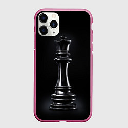 Чехол iPhone 11 Pro матовый Черный ферзь - шахматы, цвет: 3D-малиновый
