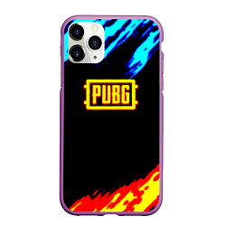 Чехол iPhone 11 Pro матовый PUBG краски огонь и лёд, цвет: 3D-фиолетовый