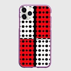 Чехол iPhone 11 Pro матовый Красно белое полотно и фигуры, цвет: 3D-фиолетовый