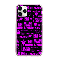 Чехол iPhone 11 Pro матовый Bon Jovi neon pink rock, цвет: 3D-розовый