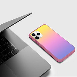 Чехол iPhone 11 Pro матовый Нежный жёлто-сиреневый градиент, цвет: 3D-малиновый — фото 2