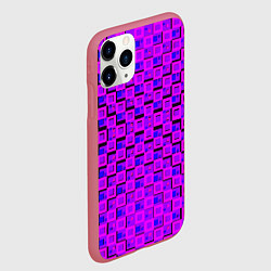 Чехол iPhone 11 Pro матовый Фиолетовые квадраты на чёрном фоне, цвет: 3D-малиновый — фото 2
