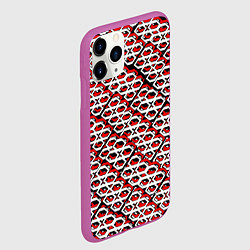 Чехол iPhone 11 Pro матовый Красно-белый узор на чёрном фоне, цвет: 3D-фиолетовый — фото 2