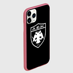 Чехол iPhone 11 Pro матовый AEK fc белое лого, цвет: 3D-малиновый — фото 2