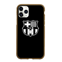 Чехол iPhone 11 Pro матовый Barcelona fc club белое лого, цвет: 3D-коричневый