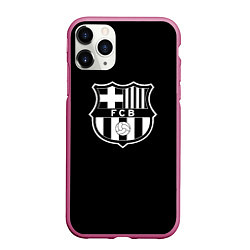 Чехол iPhone 11 Pro матовый Barcelona fc club белое лого, цвет: 3D-малиновый