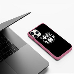 Чехол iPhone 11 Pro матовый Barcelona fc club белое лого, цвет: 3D-малиновый — фото 2