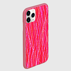 Чехол iPhone 11 Pro матовый Яркий красно-розовый полосы, цвет: 3D-малиновый — фото 2