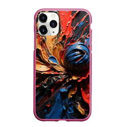 Чехол iPhone 11 Pro матовый Красные красочные брызги, цвет: 3D-малиновый