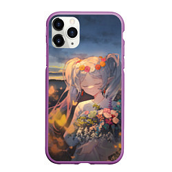 Чехол iPhone 11 Pro матовый Sousou no Frieren Фрирен smile, цвет: 3D-фиолетовый