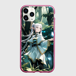 Чехол iPhone 11 Pro матовый Sousou no Frieren Фрирен butterfly, цвет: 3D-малиновый