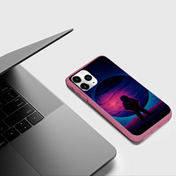 Чехол iPhone 11 Pro матовый Одинокий космонавт, цвет: 3D-малиновый — фото 2