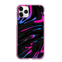 Чехол iPhone 11 Pro матовый Неоновые разводы - фиолетовый, цвет: 3D-розовый