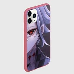 Чехол iPhone 11 Pro матовый Genshin Impact Арлекино, цвет: 3D-малиновый — фото 2