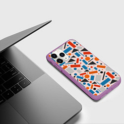 Чехол iPhone 11 Pro матовый Прямоугольники и круги, цвет: 3D-фиолетовый — фото 2