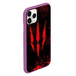 Чехол iPhone 11 Pro матовый The witcher - Краскый логотип и брызги, цвет: 3D-фиолетовый — фото 2