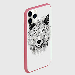 Чехол iPhone 11 Pro матовый Фантастический волк, цвет: 3D-малиновый — фото 2