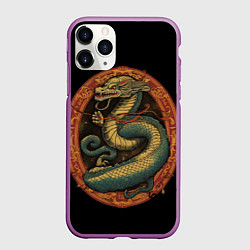Чехол iPhone 11 Pro матовый Муай Тай дракон, цвет: 3D-фиолетовый