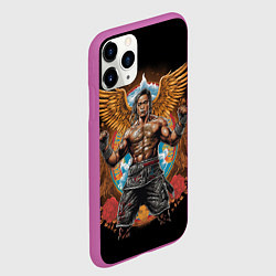 Чехол iPhone 11 Pro матовый Муай-Тай боец с золотыми крыльями, цвет: 3D-фиолетовый — фото 2