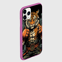 Чехол iPhone 11 Pro матовый Муай-Тай тигр боевые искусства, цвет: 3D-фиолетовый — фото 2