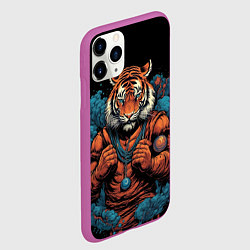 Чехол iPhone 11 Pro матовый Муай - Тай тигр в стойке боевые искусства, цвет: 3D-фиолетовый — фото 2