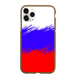 Чехол iPhone 11 Pro матовый Триколор штрихи, цвет: 3D-коричневый