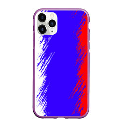 Чехол iPhone 11 Pro матовый Штрихи триколор, цвет: 3D-фиолетовый