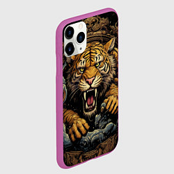 Чехол iPhone 11 Pro матовый Тигр в стойке тайский бокс, цвет: 3D-фиолетовый — фото 2