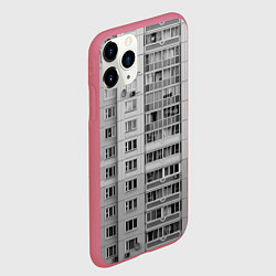 Чехол iPhone 11 Pro матовый Эстетика панельки, цвет: 3D-малиновый — фото 2