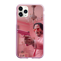 Чехол iPhone 11 Pro матовый Джон Уик в розовом костюме