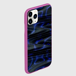 Чехол iPhone 11 Pro матовый Темно синие карбоновые волны, цвет: 3D-фиолетовый — фото 2
