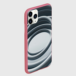 Чехол iPhone 11 Pro матовый Серые кольца, цвет: 3D-малиновый — фото 2
