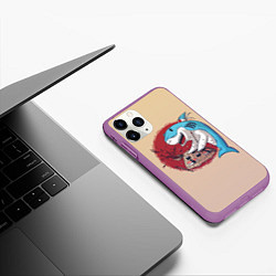 Чехол iPhone 11 Pro матовый Sushi shark, цвет: 3D-фиолетовый — фото 2