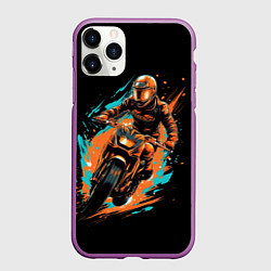 Чехол iPhone 11 Pro матовый Мотокросс спорт, цвет: 3D-фиолетовый