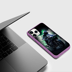 Чехол iPhone 11 Pro матовый Мотоциклист в дыму, цвет: 3D-фиолетовый — фото 2